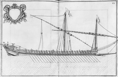 Building, equipping and launching of a galley, plate XX by French School